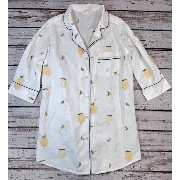 PRINT FRESH Women's Sleep Night Shirt Nightgown XS Pajamas Lemon Zest Cotton NEW